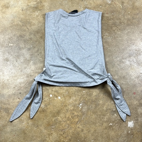 Mink Pink Silver Sleeveless Muscle Tee with Ties 
Size: Large - Picture 2 of 7